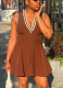 Fashion Sexy Pleated Lotus Leaf Sleeveless Vest Dress