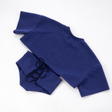 New Solid Color Round Neck Pullover Loose Waist Irregular Short Sleeve Top