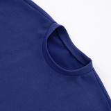 New Solid Color Round Neck Pullover Loose Waist Irregular Short Sleeve Top