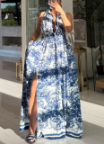 Sexy High Slit Flowing Bohemian Dress (with belt)