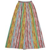 Green Yellow Casual Stripe Patchwork O Neck Half Sleeve Two Pieces