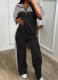 Casual Zipper Contrast Zipper Collar Half Sleeve Two Pieces