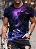 Round neck short sleeve fashion loose Retro 3D Printed Men's T-Shirt