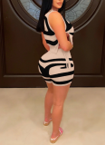 Casual Wool Sleeveless Vest With Strap Print Two-piece Set