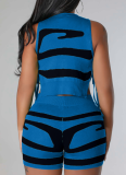 Casual Wool Sleeveless Vest With Strap Print Two-piece Set