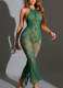Green Sexy Solid Color Backless Lingerie