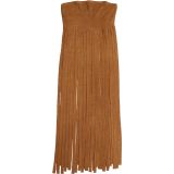 Sexy Solid Color Fringed Trim Strapless Tops