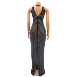 Sexy Mesh See-through Nightclub Rhinestone Dress