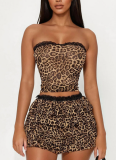 Leopard Print Sexy Leopard Print Lace Strapless Two Pieces