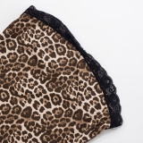 Leopard Print Sexy Leopard Print Lace Strapless Two Pieces