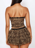 Leopard Print Sexy Leopard Print Lace Strapless Two Pieces