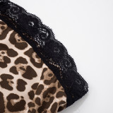 Leopard Print Sexy Leopard Print Lace Strapless Two Pieces