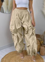 Casual Commuter Workwear Stitching Lace Lantern Cuff Trousers