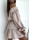 Autumn Fashion Casual Solid Color Waist Short Dress For Women