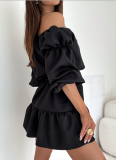 Autumn Fashion Casual Solid Color Waist Short Dress For Women