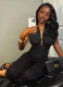 Casual Women'S Fashion Slim Jumpsuit Pleated Wrap Chest V-Neck Long Jumpsuit
