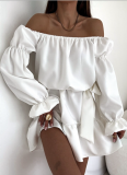 Autumn Fashion Casual Solid Color Waist Short Dress For Women