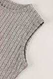 Grey Asymmetrical Solid Color Mini Dress