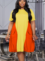 Fashionable Splicing Loose Medium and Large Size Long Women's Dress