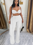 Sexy Solid Color Backless Halter Sleeveless Two Pieces