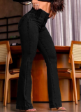 Elastic Waistband High Waist Stretch Slim Fit Bootcut Jeans