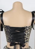 Street Polyester Bateau Neck Pattern Floral Sleeveless Two-piece Pants Set