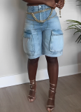 Casual Denim Ripped Straw Washed Work Pocket Jeans
