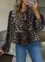 Fashionable Leopard Print Long-Sleeved Loose Shirt Cardigan For Women