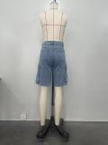 Casual Denim Ripped Straw Washed Work Pocket Jeans