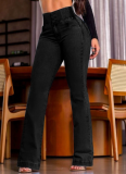 Elastic Waistband High Waist Stretch Slim Fit Bootcut Jeans