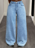 Retro Drape Wide-Leg Loose Straight-Leg Versatile Denim Trousers
