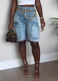 Casual Denim Ripped Straw Washed Work Pocket Jeans