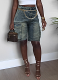 Casual Denim Ripped Straw Washed Work Pocket Jeans