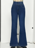 Elastic Waistband High Waist Stretch Slim Fit Bootcut Jeans