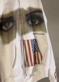 Flag Eye Print Dark Style Hooded Loose Sweatshirt