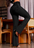 Elastic Waistband High Waist Stretch Slim Fit Bootcut Jeans