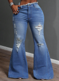 Elastic Fashion Ripped Sexy Women's Flared Jeans