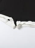 Fashion Contrast Color Lapel Button Slim Fit Long Sleeve Super Short Jumpsuit For Women