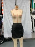 New PU Leather Hip-wrapped Slim Mini Skirt