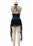 Summer New Hot Girl Pure Desire Style Ruffled Ribbon Sexy Suspender Dress