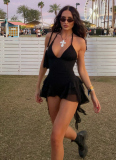 Summer New Hot Girl Pure Desire Style Ruffled Ribbon Sexy Suspender Dress