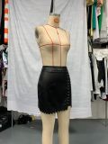 New PU Leather Hip-wrapped Slim Mini Skirt