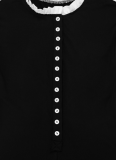 Fashionable Contrast Color Single-Breasted Long-Sleeved Tight Jumpsuit