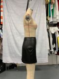 New PU Leather Hip-wrapped Slim Mini Skirt