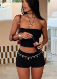 Women'S Stretch Wrap Top Shorts Sexy Two-Piece Suit