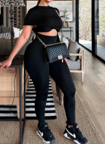 Casual Slim Fit Sports Hollow Thin Short Sleeve High Collar Long Jumpsuit