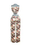 New Jacquard Patchwork Vest Top and Trousers Set