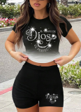 Casual Sports Round Neck Loose Short Sleeve Shorts Two-Piece Suit