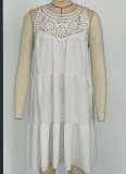 Hollow Lace Stitching Halterneck A-Line Dress