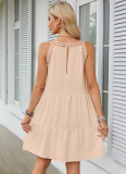 Hollow Lace Stitching Halterneck A-Line Dress